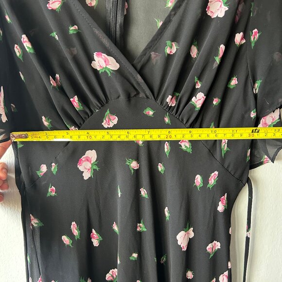 Betsey Johnson X Urban Outfitters Black Floral Flutter Sleeve Maxi Dress Size 4 - Picture 7 of 10